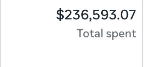 Meta Ads Manager screenshot showing $236,593.07 total spent